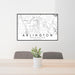 24x36 Arlington Washington Map Print Lanscape Orientation in Classic Style Behind 2 Chairs Table and Potted Plant