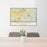 24x36 Arlington Washington Map Print Lanscape Orientation in Woodblock Style Behind 2 Chairs Table and Potted Plant