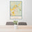 24x36 Arlington Washington Map Print Portrait Orientation in Woodblock Style Behind 2 Chairs Table and Potted Plant