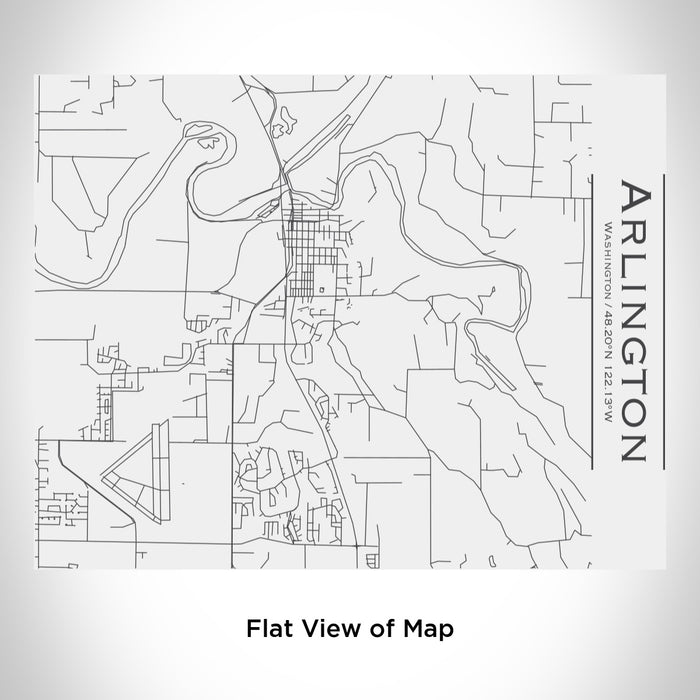 Rendered View of Arlington Washington Map Engraving on 20oz Stainless Steel Insulated Bottle with Bamboo Top in White