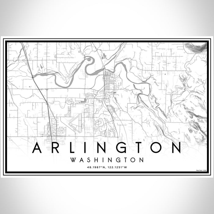 Arlington Washington Map Print Landscape Orientation in Classic Style With Shaded Background