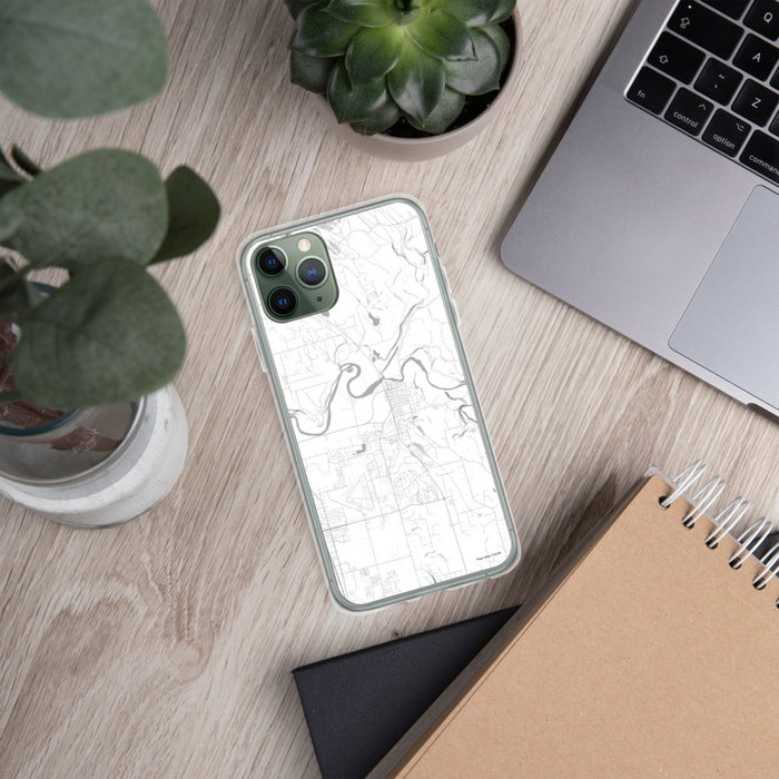 Custom Arlington Washington Map Phone Case in Classic on Table with Laptop and Plant