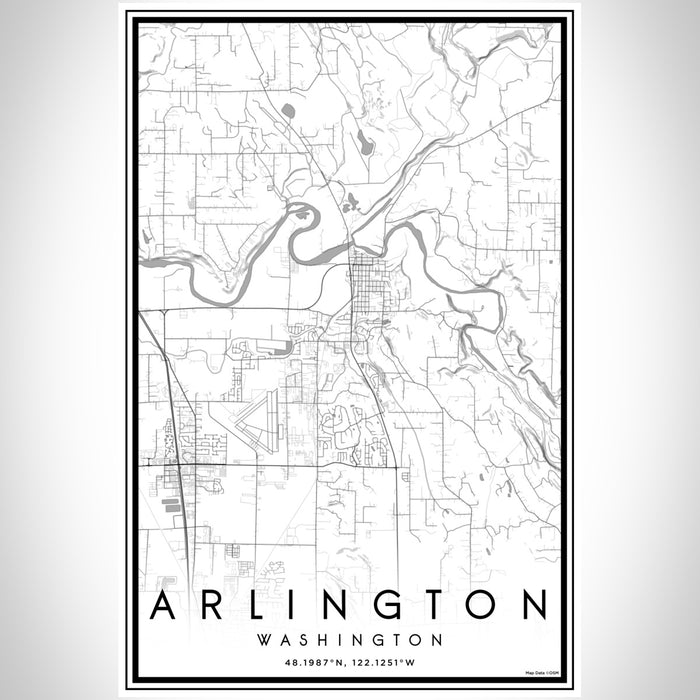 Arlington Washington Map Print Portrait Orientation in Classic Style With Shaded Background