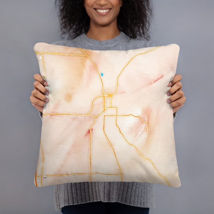 Person holding 18x18 Custom Arlington Washington Map Throw Pillow in Watercolor
