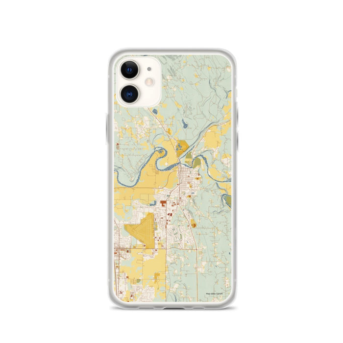 Custom iPhone 11 Arlington Washington Map Phone Case in Woodblock