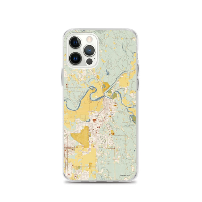 Custom iPhone 12 Pro Arlington Washington Map Phone Case in Woodblock