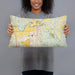 Person holding 20x12 Custom Arlington Washington Map Throw Pillow in Woodblock