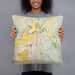 Person holding 18x18 Custom Arlington Washington Map Throw Pillow in Woodblock