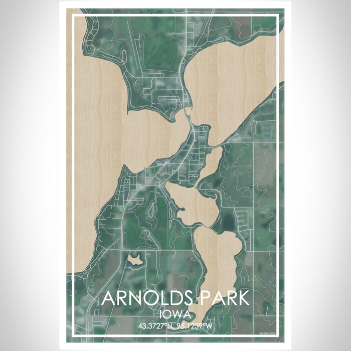 Arnolds Park Iowa Map Print Portrait Orientation in Afternoon Style With Shaded Background
