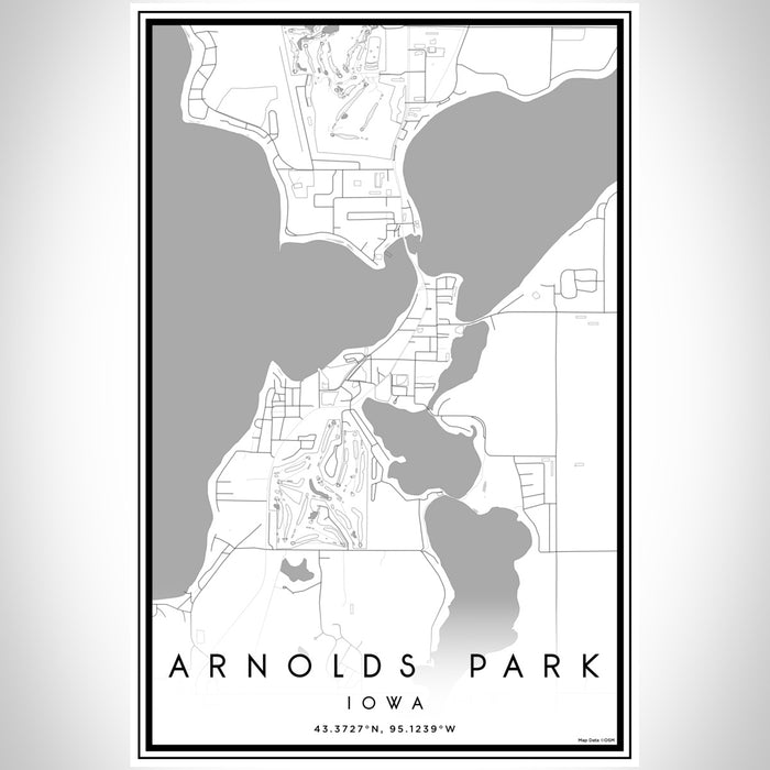 Arnolds Park Iowa Map Print Portrait Orientation in Classic Style With Shaded Background