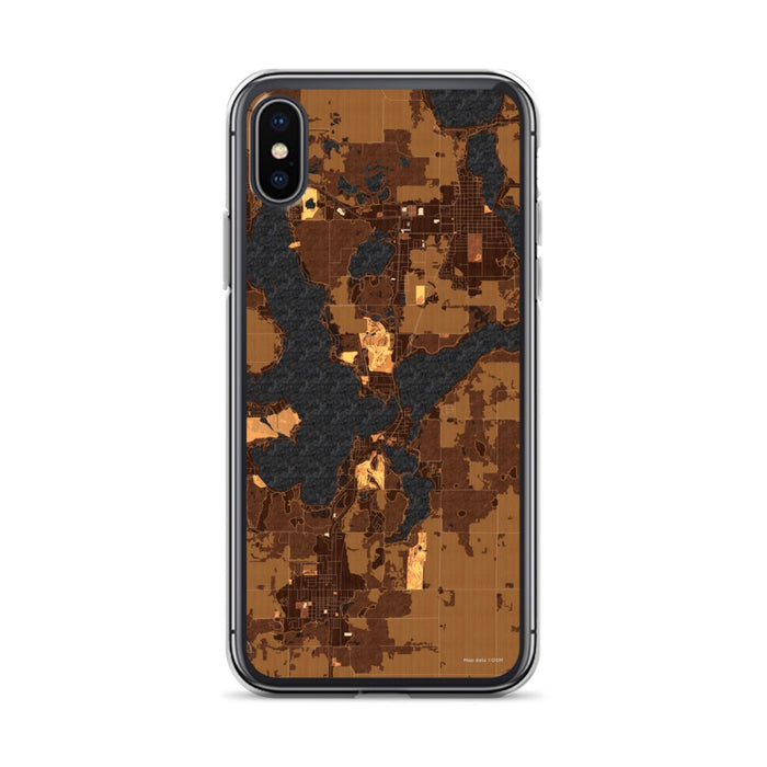 Custom iPhone X/XS Arnolds Park Iowa Map Phone Case in Ember