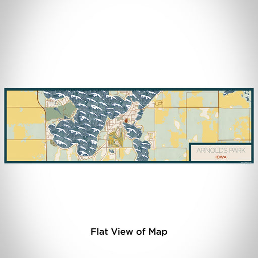 Flat View of Map Custom Arnolds Park Iowa Map Enamel Mug in Woodblock