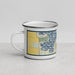 Left View Custom Arnolds Park Iowa Map Enamel Mug in Woodblock