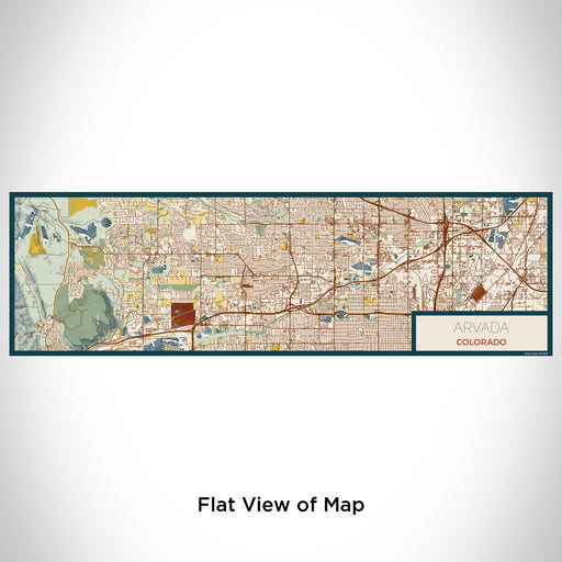 Flat View of Map Custom Arvada Colorado Map Enamel Mug in Woodblock