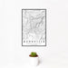 12x18 Asheville North Carolina Map Print Portrait Orientation in Classic Style With Small Cactus Plant in White Planter