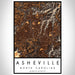 Asheville North Carolina Map Print Portrait Orientation in Ember Style With Shaded Background