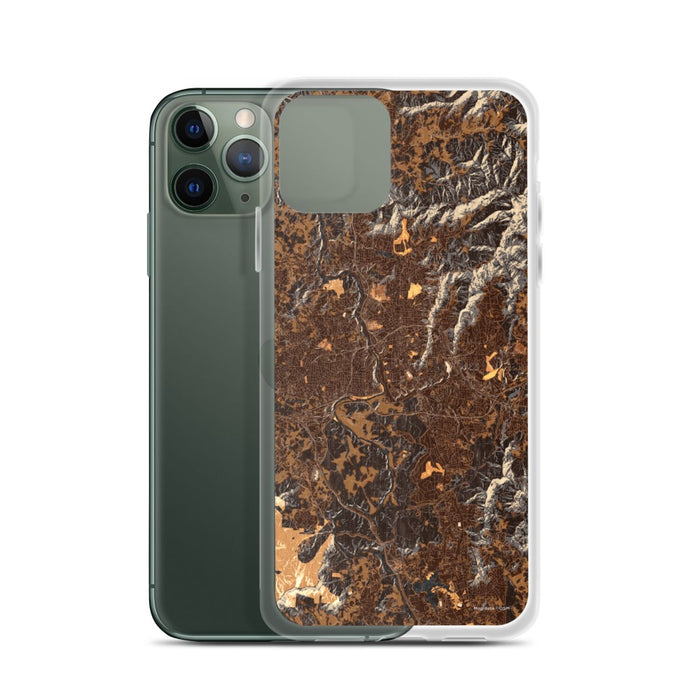 Custom Asheville North Carolina Map Phone Case in Ember on Table with Laptop and Plant