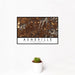 12x18 Asheville North Carolina Map Print Landscape Orientation in Ember Style With Small Cactus Plant in White Planter