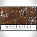 Asheville North Carolina Map Print Landscape Orientation in Ember Style With Shaded Background