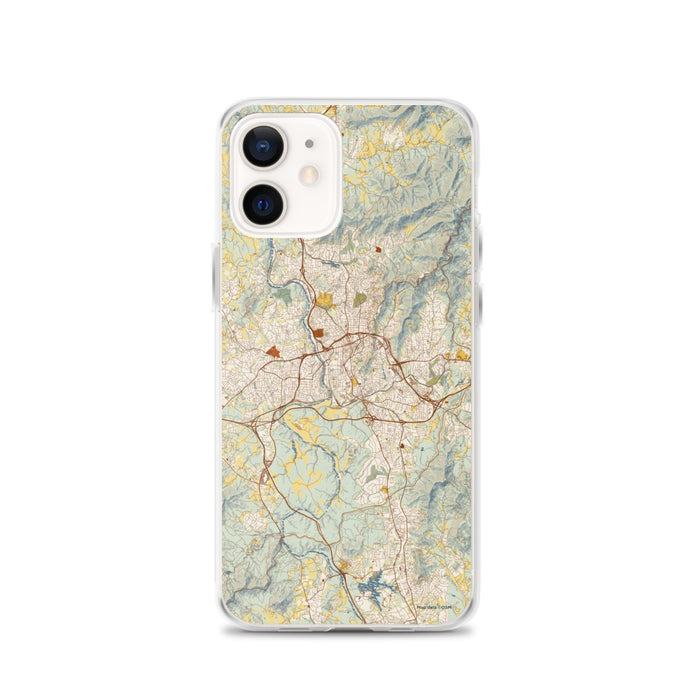 Custom Asheville North Carolina Map iPhone 12 Phone Case in Woodblock