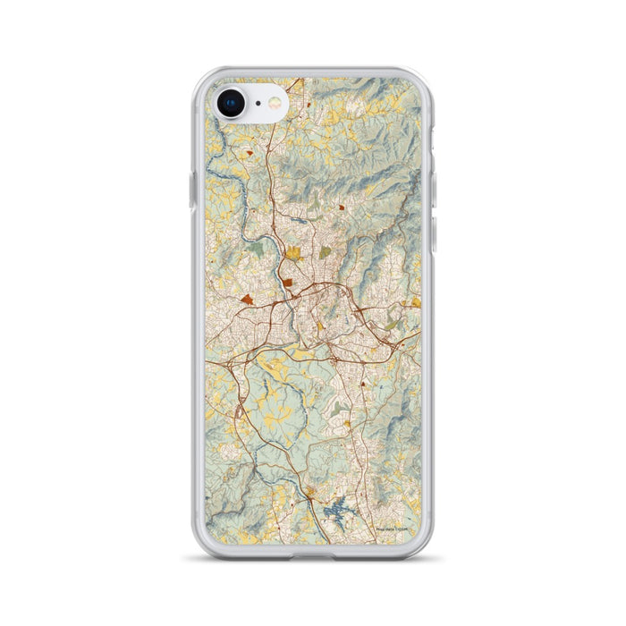 Custom Asheville North Carolina Map iPhone SE Phone Case in Woodblock