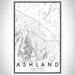 Ashland Oregon Map Print Portrait Orientation in Classic Style With Shaded Background