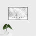 16x24 Ashland Oregon Map Print Landscape Orientation in Classic Style With Tropical Plant Leaves in Water