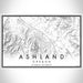 Ashland Oregon Map Print Landscape Orientation in Classic Style With Shaded Background