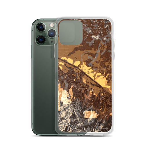 Custom Ashland Oregon Map Phone Case in Ember on Table with Laptop and Plant