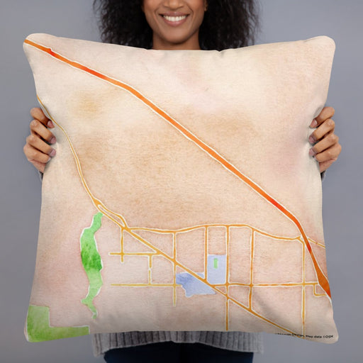 Person holding 22x22 Custom Ashland Oregon Map Throw Pillow in Watercolor