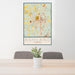 24x36 Ashland Virginia Map Print Portrait Orientation in Woodblock Style Behind 2 Chairs Table and Potted Plant