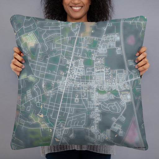 Person holding 22x22 Custom Ashland Virginia Map Throw Pillow in Afternoon