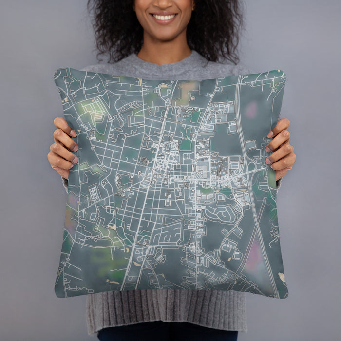 Person holding 18x18 Custom Ashland Virginia Map Throw Pillow in Afternoon