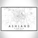 Ashland Virginia Map Print Landscape Orientation in Classic Style With Shaded Background