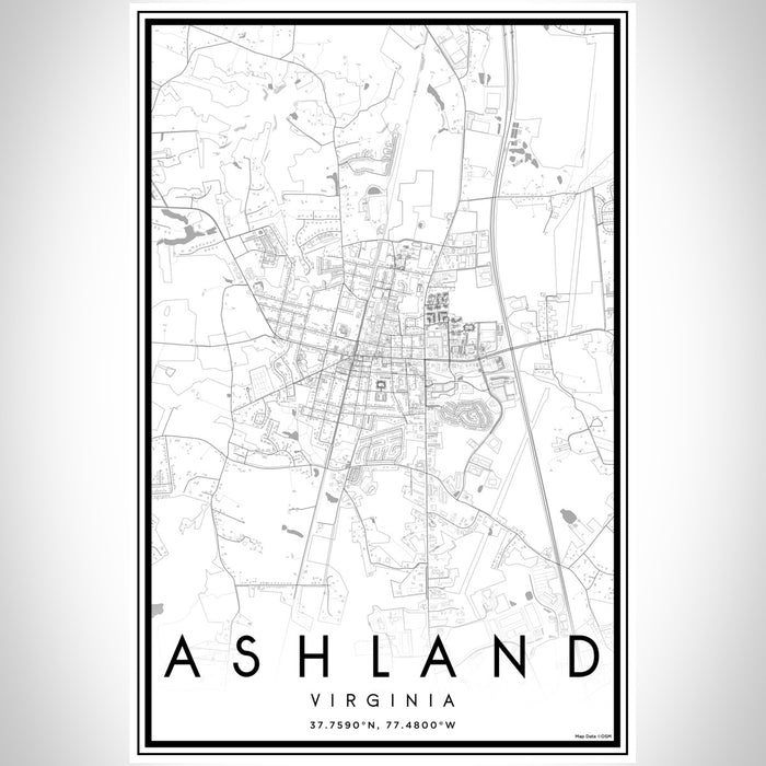 Ashland Virginia Map Print Portrait Orientation in Classic Style With Shaded Background