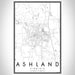 Ashland Virginia Map Print Portrait Orientation in Classic Style With Shaded Background