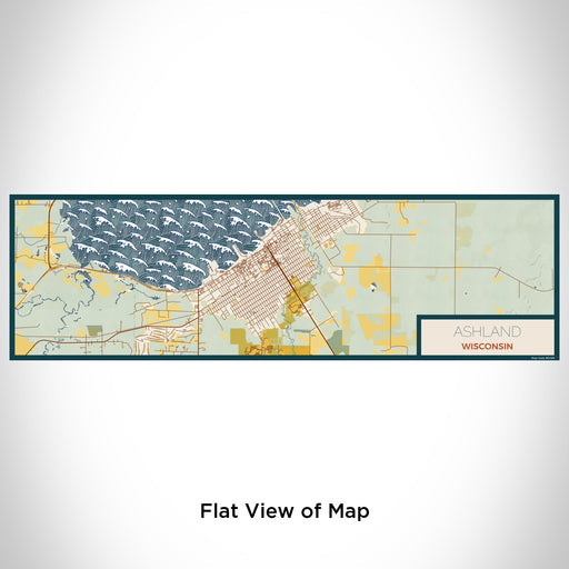 Flat View of Map Custom Ashland Wisconsin Map Enamel Mug in Woodblock
