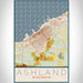 Ashland Wisconsin Map Print Portrait Orientation in Woodblock Style With Shaded Background
