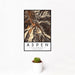 12x18 Aspen Colorado Map Print Portrait Orientation in Ember Style With Small Cactus Plant in White Planter