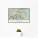12x18 Aspen Colorado Map Print Landscape Orientation in Woodblock Style With Small Cactus Plant in White Planter