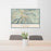 24x36 Aspen Colorado Map Print Lanscape Orientation in Woodblock Style Behind 2 Chairs Table and Potted Plant