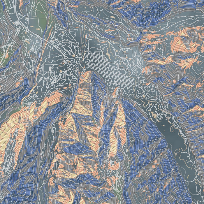 Aspen Colorado Map Print in Afternoon Style Zoomed In Close Up Showing Details