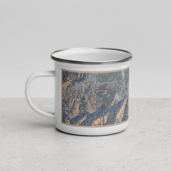 Left View Custom Aspen Colorado Map Enamel Mug in Afternoon