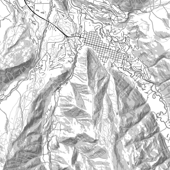 Aspen Colorado Map Print in Classic Style Zoomed In Close Up Showing Details
