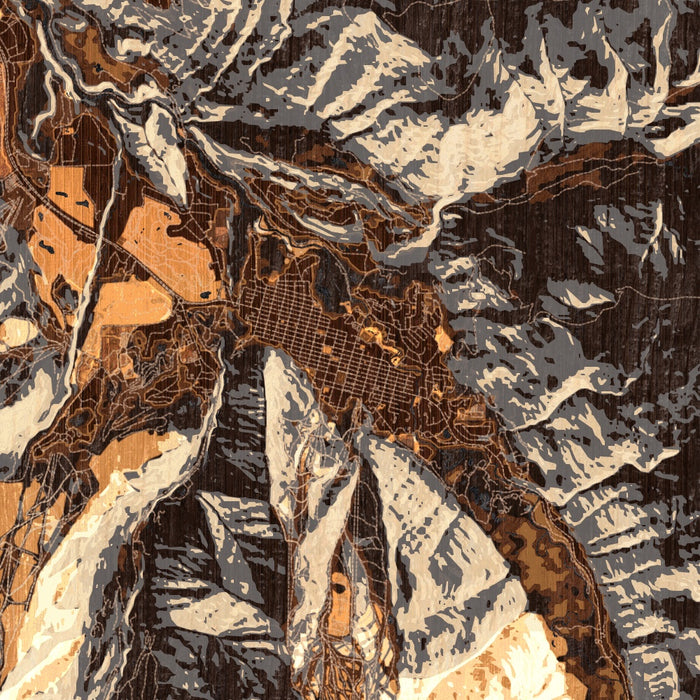Aspen Colorado Map Print in Ember Style Zoomed In Close Up Showing Details