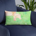 Custom Aspen Colorado Map Throw Pillow in Watercolor on Blue Colored Chair