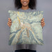 Person holding 18x18 Custom Aspen Colorado Map Throw Pillow in Woodblock
