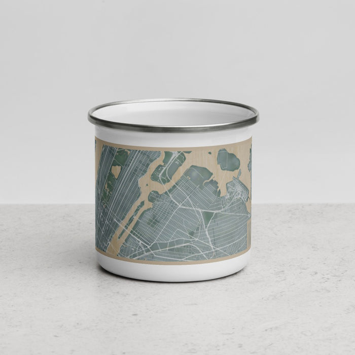 Front View Custom Astoria New York Map Enamel Mug in Afternoon