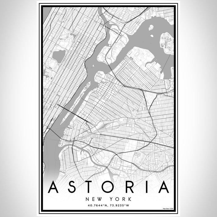 Astoria New York Map Print Portrait Orientation in Classic Style With Shaded Background