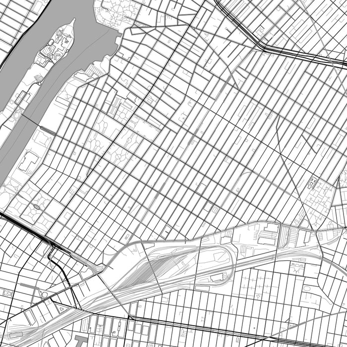 Astoria New York Map Print in Classic Style Zoomed In Close Up Showing Details